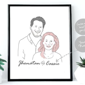 Hand drawn Custom portrait, Custom illustration, personalized portrait, family illustration, wedding gift, custom made illustration, 300dpi
