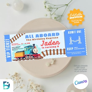 Editable Train Birthday Ticket Invitation, Train Ticket Kids Birthday Invitation, Train Ticket Birthday Party Invitation, Buy 1 get 3 color