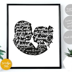 Ritratto di famiglia con silhouette personalizzata, preventivo personalizzato, ritratto personalizzato, illustrazione di famiglia, regalo unico, illustrazione personalizzata, 300 dpi