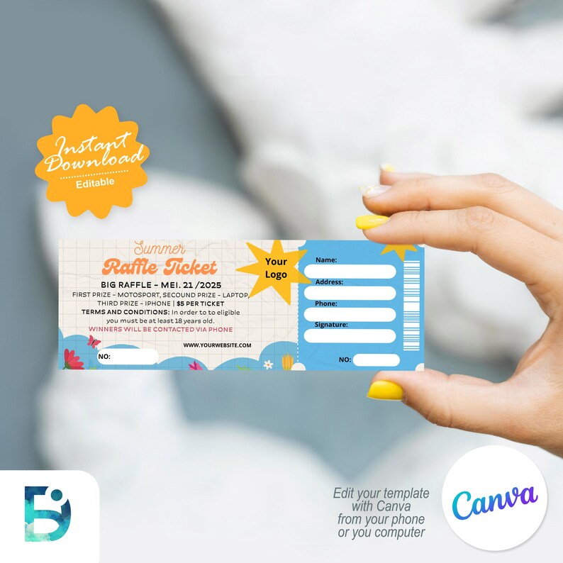 Editable Raffle Ticket Template: DIY Event Ticket (CANVA) - Etsy