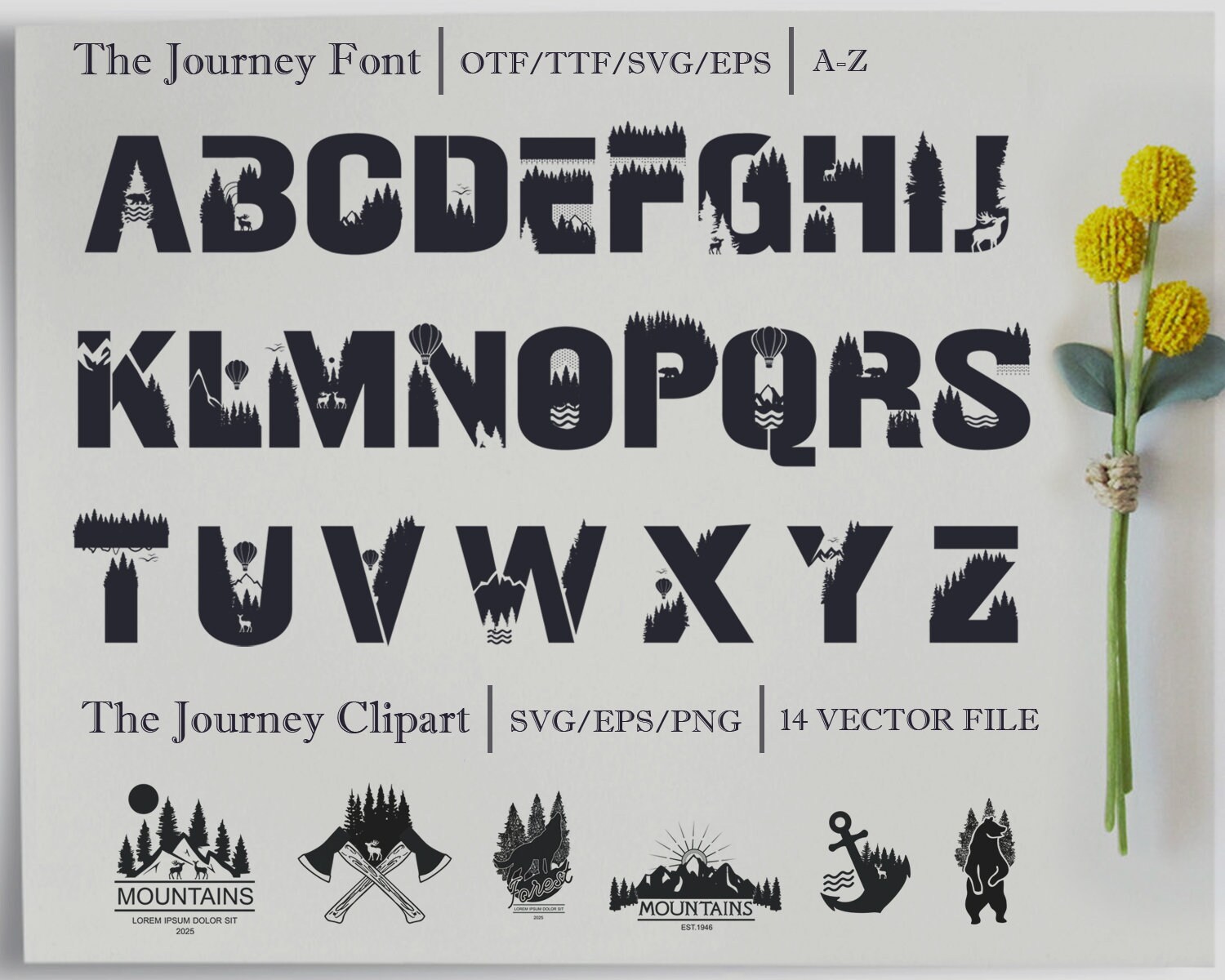 Instant Download / Th Journey font 50 Clipart Handdrawn Etsy