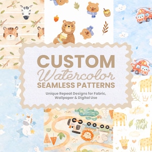Aangepaste aquarel naadloze patronen, stof en behang (digitale download)