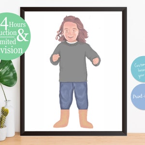 Digital Illustrations Portrait, family and pet, custom made, Illustration Portrait, Couple Portrait, Custom Illustration Detail, Minimalist