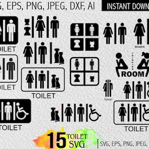 Toilet, badkamer, SVG, toilet SVG, toilet teken SVG, toiletten, deursticker, silhouet, graphics, illustratie, vector, logo, digitaal, clipart