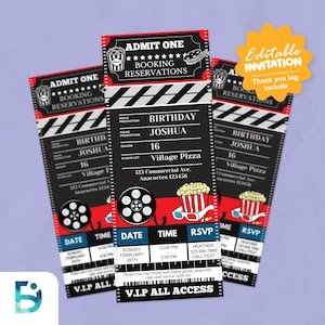 Editable Movie Ticket Birthday Invitation: Canva Template