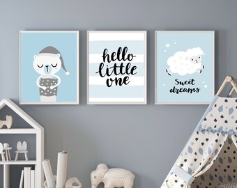 Nursery Prints Set of 3 Girl Boy Baby Room Pictures Wall Art | Etsy