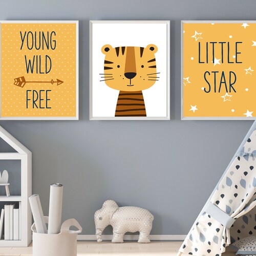 Nursery Prints Set of 3 Girl Boy Baby Room Pictures Wall Art Etsy