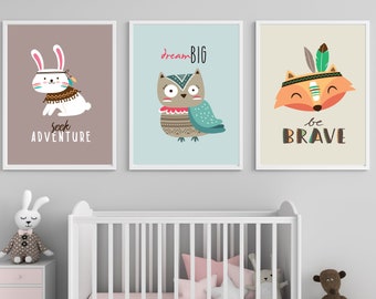 Nursery Prints Set of 3 Girl Boy Baby Room Pictures Wall Art - Etsy