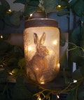Decoupage Hare Light Jar, Recycled Glass Lantern