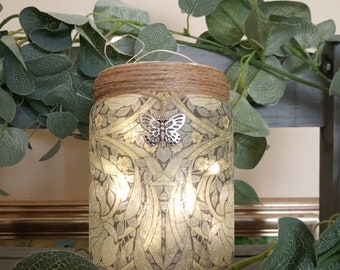 William Morris Light Jar Lantern, Sage Pimpernel Design, Art Nouveau Decor