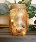 Hedgehog Light Jar/Lantern Decoupaged recycled glass jar