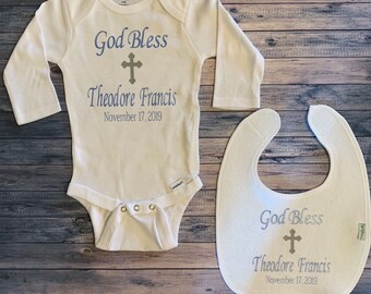 baby boy baptism onesie