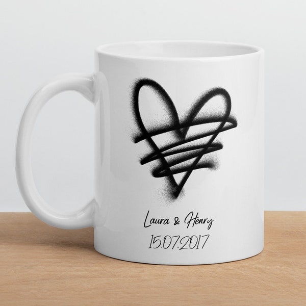 Pärchen Tasse Personalisiert Beidseitig Bedruckt - Paar Tasse Mit Wunschnamen Als Perfektes Geschenk Zum Valentinstag Oder Hochzeitstag