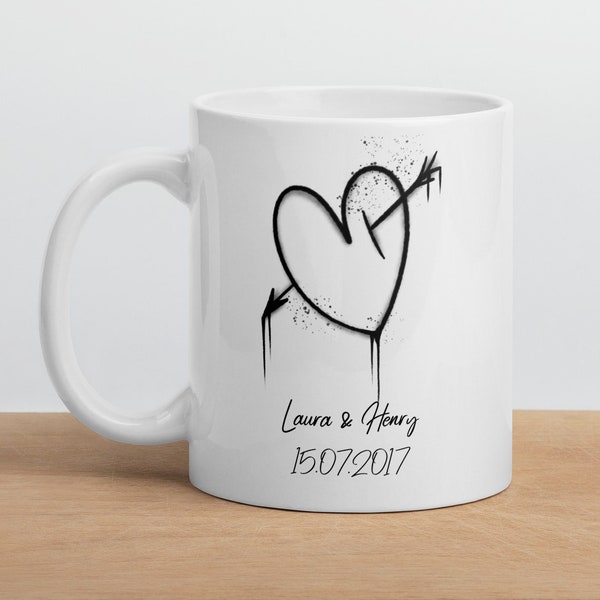 Pärchen Tasse Personalisiert Beidseitig Bedruckt - Paar Tasse Mit Wunschnamen Als Perfektes Geschenk Zum Valentinstag Oder Hochzeitstag