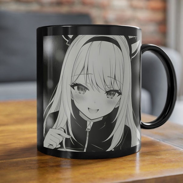 Manga Tasse In Schwarz Beidseitig Bedruckt Otaku Kaffeetasse Kawaii Kaffeebecher Japanische Deko Anime Merch Geschenk Idee