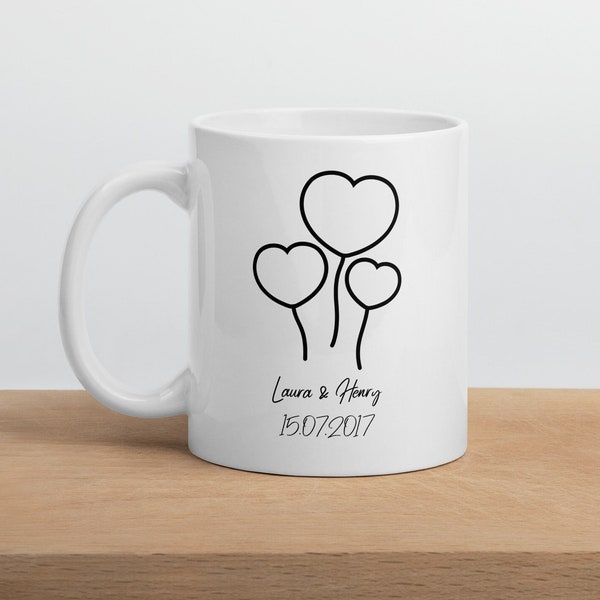 Pärchen Tasse Personalisiert Beidseitig Bedruckt - Paar Tasse Mit Wunschnamen Als Perfektes Geschenk Zum Valentinstag Oder Hochzeitstag