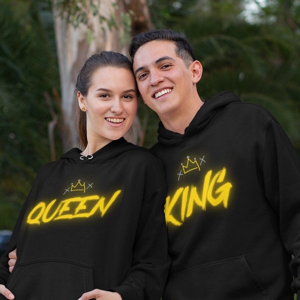 Paar Partnerlook Hoodie Set, King Und Queen Pärchen Pullover Set, Couple Outfit, Valentinstag Geschenk, Freundin Und Freund Geschenk Idee