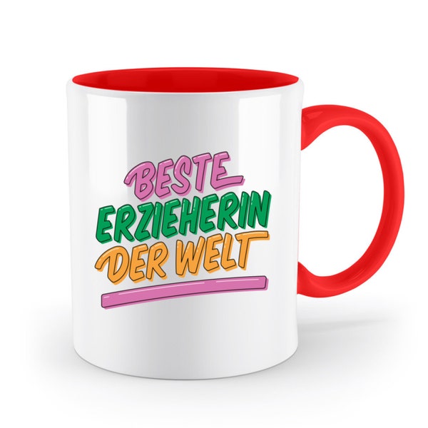 Erzieherin Tasse Mit Spruch Beidseitig Bedruckt - Beste Erzieherin Der Welt Kaffeetasse Kaffeebecher - Erzieherin Geschenk