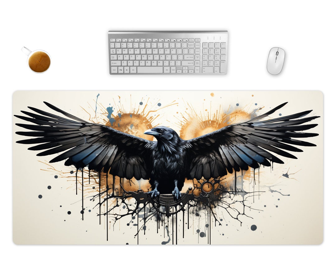 Mauspad XXL Wikinger Rabe Schreibtischunterlage Gaming Mousepad Groß