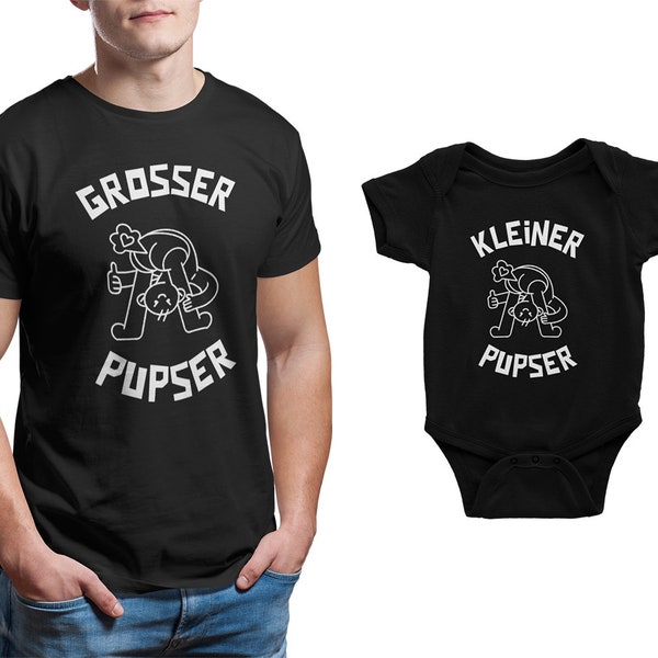 Vater Baby Partnerlook, Papa Baby Geschenk, Großer Pupser Kleiner Pupser 2er Set, Papa Baby Outfit, Vatertag Geschenk, Vater Sohn Outfit