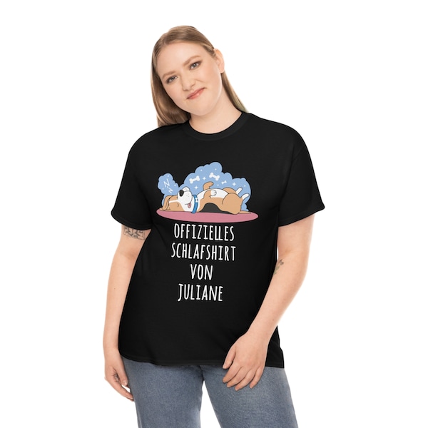 Offizielles Schlafshirt Personalisiert Mit Wunschname Lustiger Schlafanzug Pyjama Unisex TShirt Zum Faulenzen Als Nachthemd Shirt Mit Hund