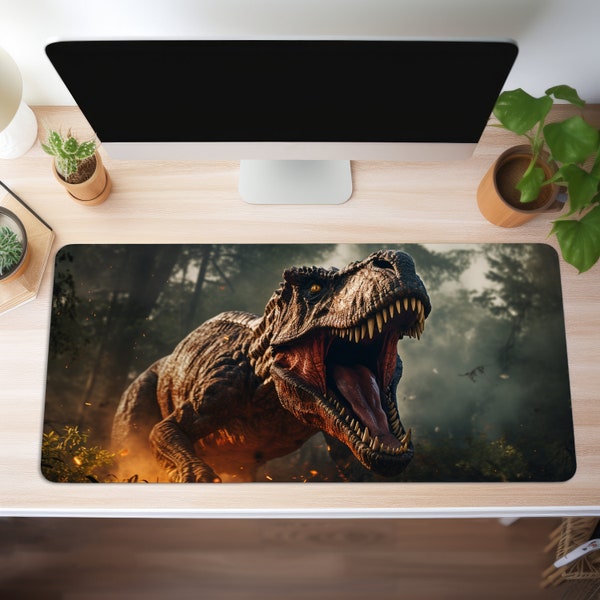 Tapis de souris T-Rex Mauspad XXL Dinosaurier Gaming Schreibtischunterlage Gamer Gros Büro Deko PC Zubehör Schreibtisch Matte Gamer Tischunterlage