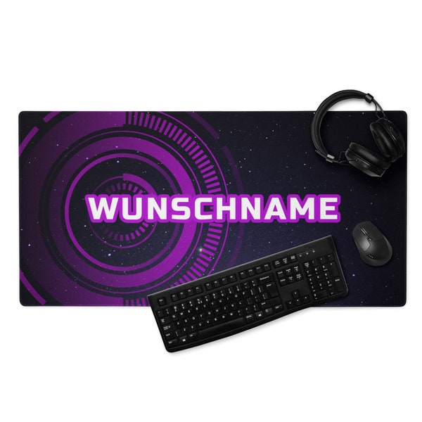 Tapis de souris XXL Personalisiert Mit Wunschname 800 x 400mm - Gaming Schreibtischunterlage - Wasserfest - Unterseite Rutschfest Vernähte Ränder