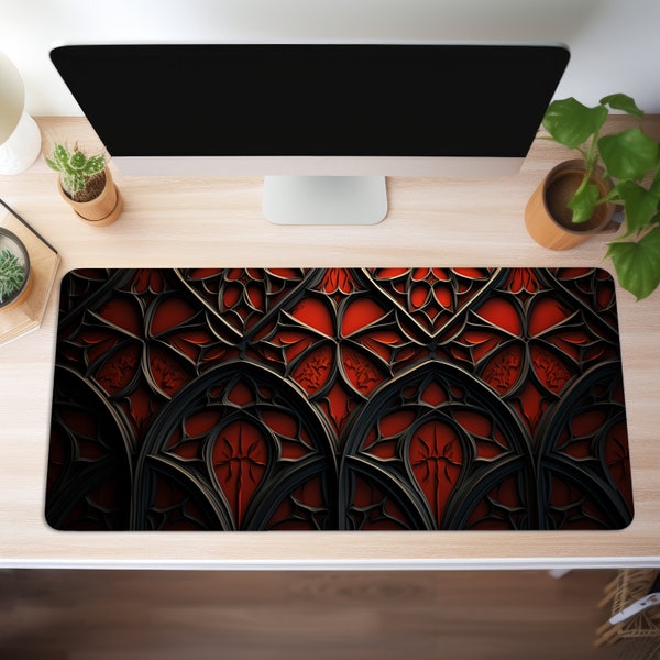 Gothic Mauspad XXL Gaming Schreibtischunterlage Gamer Mousepad Groß Büro Deko PC Zubehör Schreibtisch Matte Gamer Tischunterlage