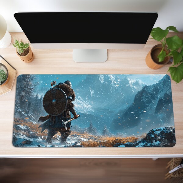 Wikinger Mauspad XXL Gaming Schreibtischunterlage Gamer Mousepad Groß Büro Deko PC Zubehör Schreibtisch Mat Gamer Tischunterlage