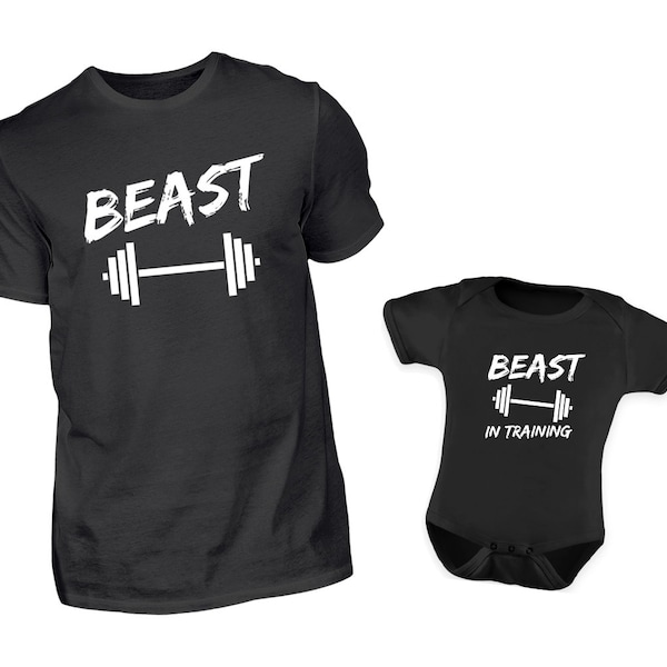 Vater Baby Partnerlook Set, Papa Baby Partnerlook, Vater Sohn, Baby, Vater Tochter, Vatertag Geschenk, Papa Geschenk, Beast Bodybuilding