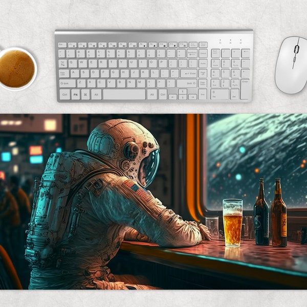 Astronaut Gaming Mauspad XXL 80x40cm, Große Schreibtischunterlage, PC Gamer Mousepad, Maus Pad Groß, Computer Zubehör, Schreibtischmatte