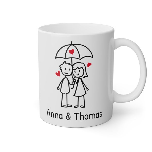 Pärchen Tasse Personalisiert Beidseitig Bedruckt - Paar Tasse Mit Wunschnamen Als Perfektes Geschenk Zum Valentinstag Oder Hochzeitstag