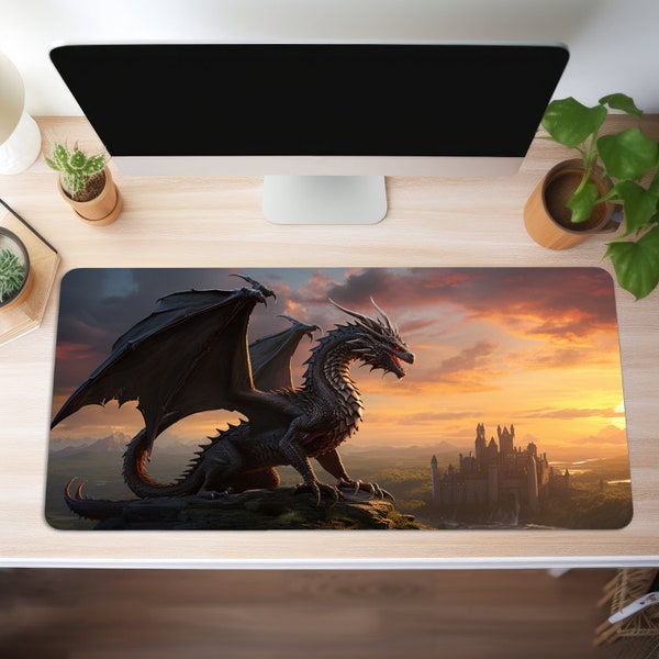 Tapis de souris Mauspad XXL Gaming Fantasy Drache Schreibtischunterlage Gamer Grossiste Büro Deko PC Zubehör Schreibtisch Matte Gamer Tischunterlage