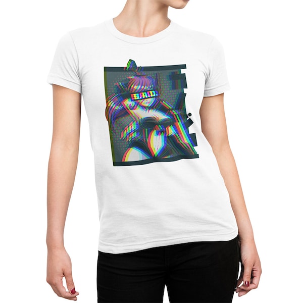 Anime Shirt Damen Weiß - Vaporwave Glitch Anime Merch - Manga Deko - Otaku Tshirt - Otaku Shirt - Anime Geschenk - Kawaii Shirt - Anime Mode