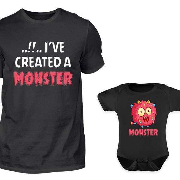 Vater Baby Partnerlook Set, Papa Baby Partnerlook, Vater Sohn, Baby, Vater Tochter, Vatertag Geschenk, Papa Geschenk, I Created A Monster