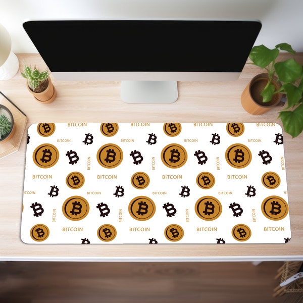 Mauspad XXL Bitcoin Crypto Schreibtischunterlage Gaming Mousepad Gros Büro Deko PC Zubehör Schreibtisch Matte Gamer Tischunterlage