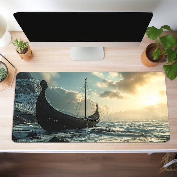 Wikinger Mauspad XXL Gaming Schreibtischunterlage Gamer Mousepad Groß Büro Deko PC Zubehör Schreibtisch Mat Gamer Tischunterlage