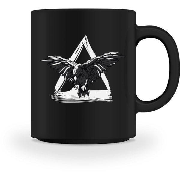 Wikinger Rabe Tasse Mit Spruch In Schwarz Beidseitig Bedruckt - Walhalla Kaffeetasse Kaffeebecher - Wikinger Deko - Viking Tasse