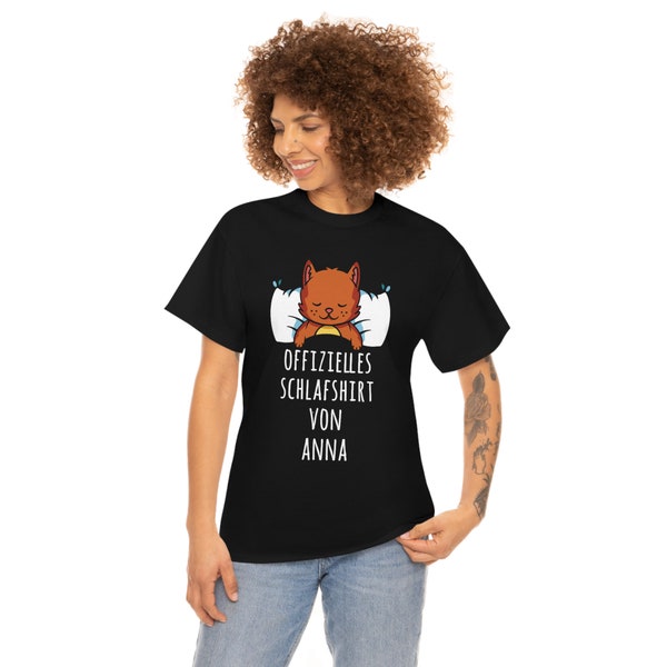 Offizielles Schlafshirt Personalisiert Mit Wunschname Lustiger Pyjama Schlafanzug Unisex TShirt Zum Faulenzen Als Nachthemd Shirt Mit Katze