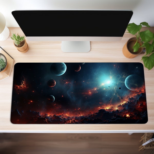 Mauspad XXL Weltraum Schreibtischunterlage Gaming Mousepad Weltall Gross Büro Deko PC Zubehör Schreibtisch Mat Gamer Tischunterlage