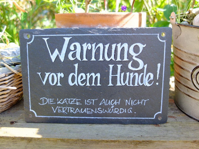 Schiefertafel handgeschrieben, Schild Hund Bild 1