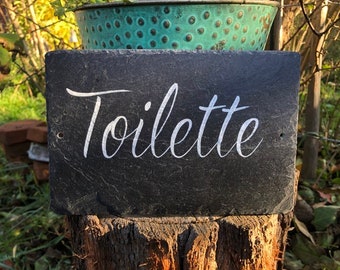 Restroom, slate sign -hand painted