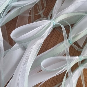 1 Hochzeit Schleife, Antennenschleife weiß-mint (Autoschleifen, Hochzeitsschleifen)