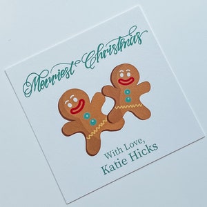Vakantie Peperkoek Man Aangepaste Familienaam Gift Tags Visitekaartjes Insert Kaarten voor Presents Holiday Season Groen Rood Zoet Cadeau verpakking