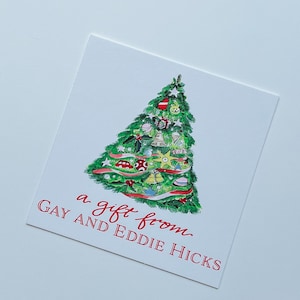 Kerstboom Aangepaste Familienaam Gift Tags Visitekaartjes Insert Kaarten voor Presenteert Vakantie Seizoen Groen Rood Geel Klassiek Cadeauverpakking