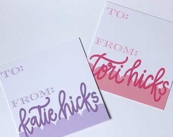 Lavender Pink Girly Scalloped Gift Tag Insert Card To From Personalized Monogrammed Custom Calligraphy Gift Wrapping Paper Goods