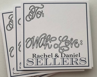 Black and White and Grey Generic Gift Tag Insert Card To From Personalized Monogrammed Custom Calligraphy Gift Wrapping Paper Goods