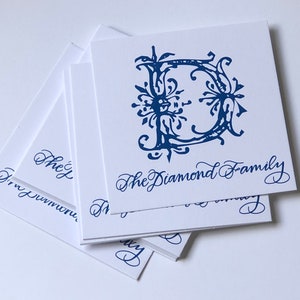 First Initial Cursive Handwritten Gift Tag Insert Calling Card To From Personalized Monogrammed Custom Calligraphy Gift Wrapping Paper Goods