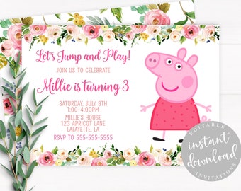 Peppa Pig Invitation Instant Download Etsy