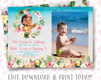 moana invitation etsy